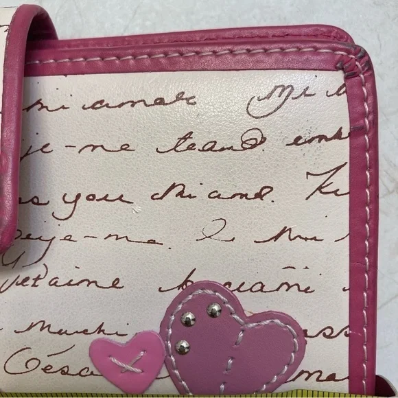 Fossil creamy white pink heart valentines love wallet RARE